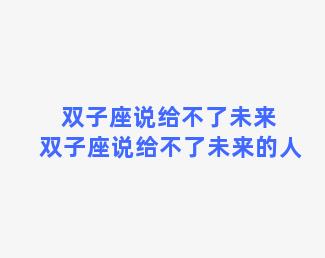 双子座说给不了未来 双子座说给不了未来的人